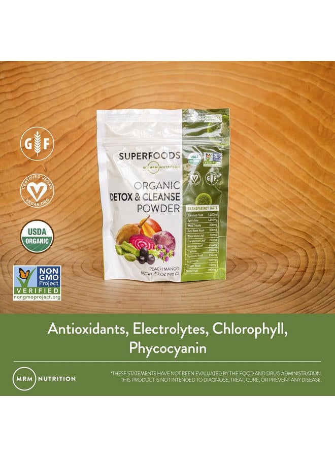 MRM Nutrition Organic Detox and Cleanse Powder | Peach Mango Flavored | Gentle Daily Detox | Superfoods | Antioxidants + Chlorophyll + Phycocyanin + Electrolytes | 15 Servings - Image 3